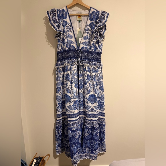 Farm Rio Shell Garden Cotton Ruffle Maxi Dress, NWT - Picture 4 of 8